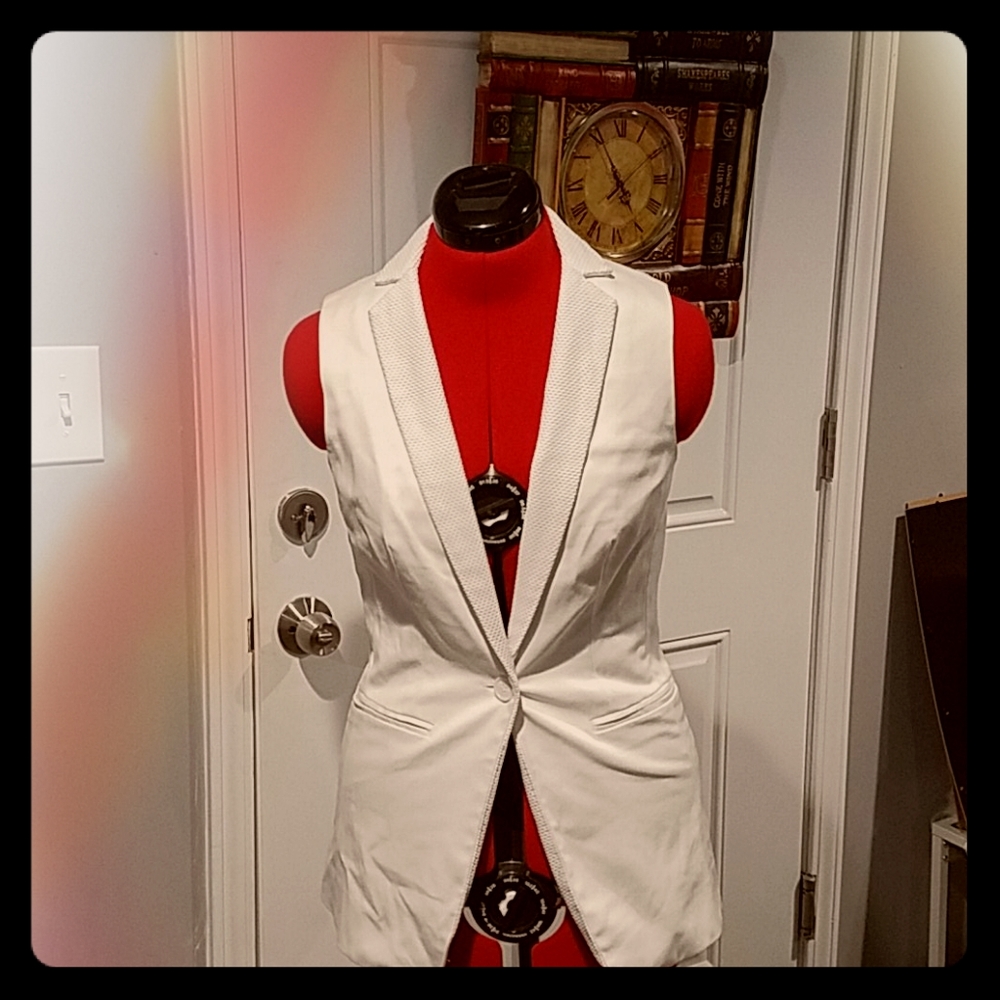 *Bright* Calvin Klein White Blazer Vest